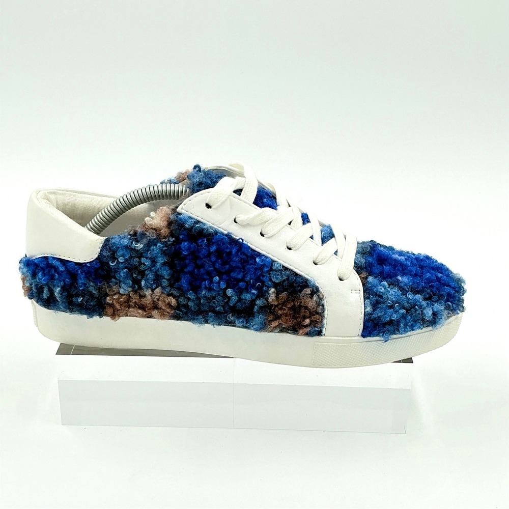 Katy Perry Size 6.5 Blue Multi Faux Fur Sherpa Sneakers NEW The Rizzo $69